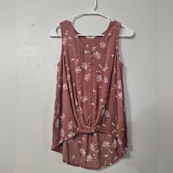 a.n.a Pink Tank Top with Tie Front and Floral Print! - Picture 1 of 5